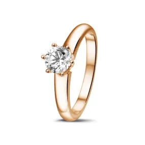 0.70 quilates anillo solitario diamante con 6 grapas en oro rojo 