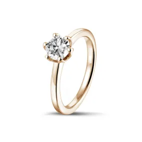 0.70 quilates anillo solitario en oro rojo con diamante redondo 