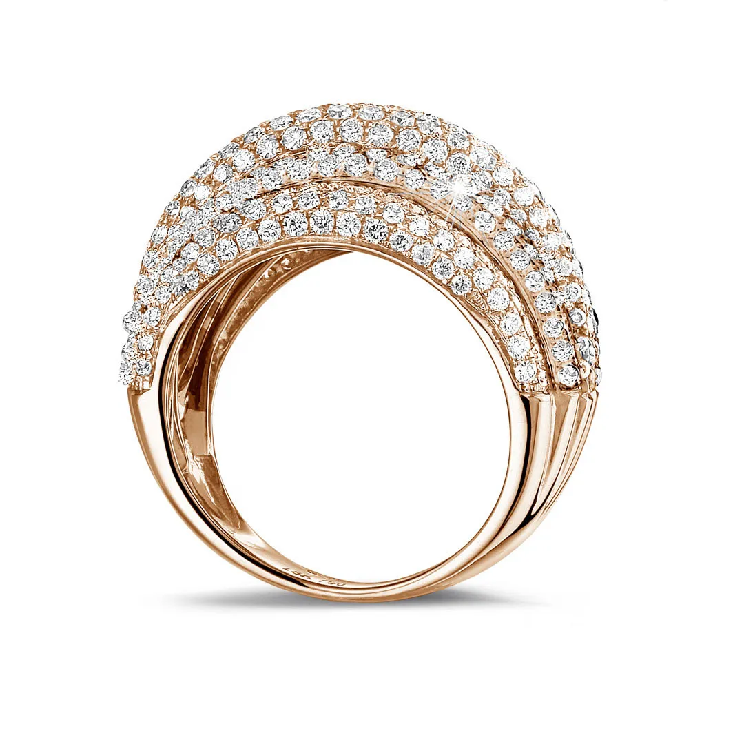 4.30 quilates anillo en oro rojo con diamantes redondos 