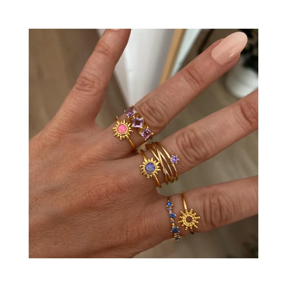 Anillo Creta Ópalo Fucsia Oro