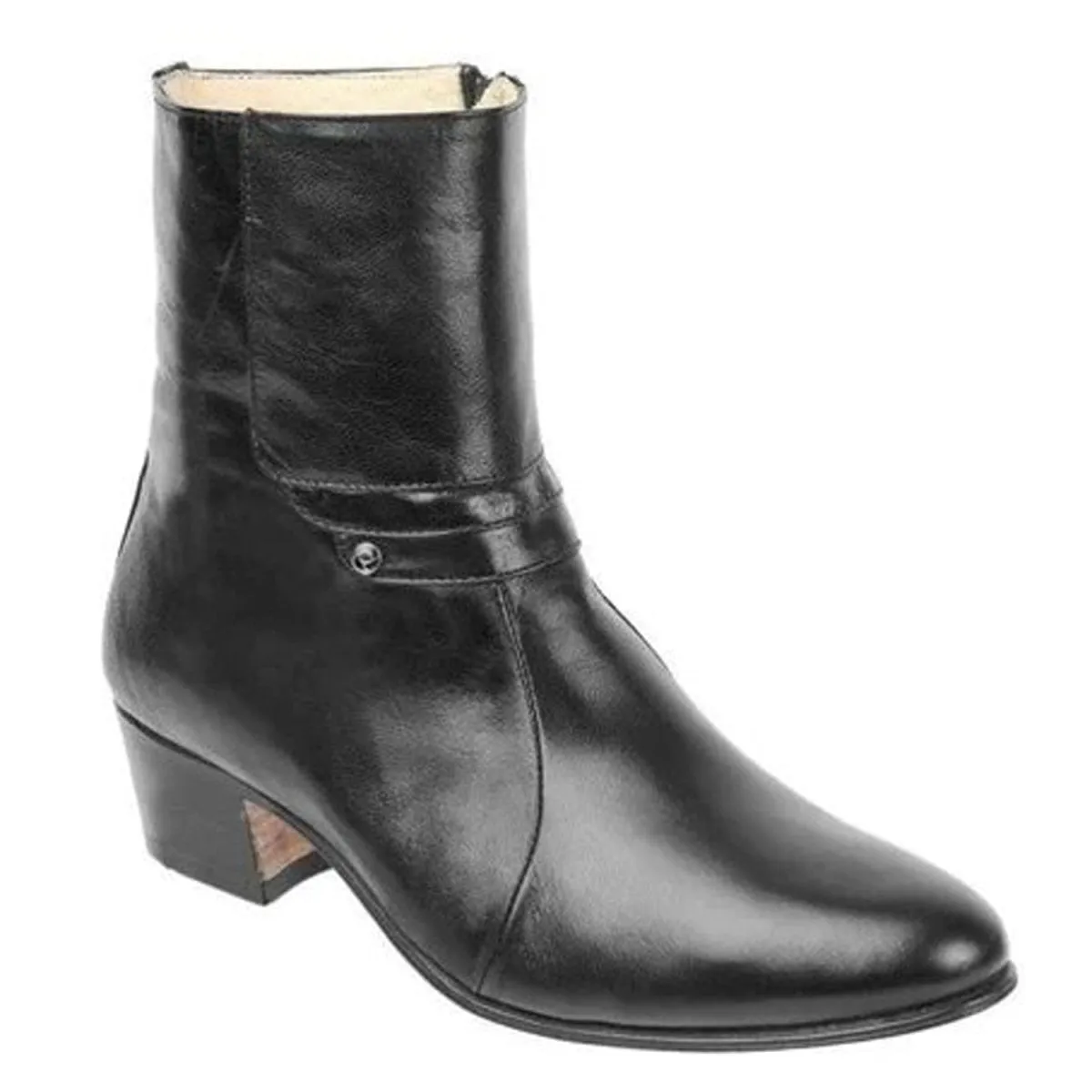 BOTINES DE VESTIR DE CUERO ORIGINAL COLOR NEGRO CON ZIPPER JB722N