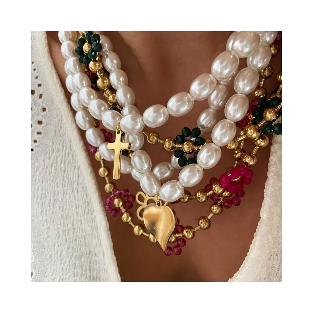 Collar Las Flores Maxi Ambar Oro