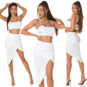 Conjunto falda y top crop blanco