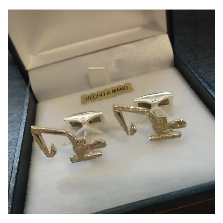 Gemelos Excavadora en plata de ley