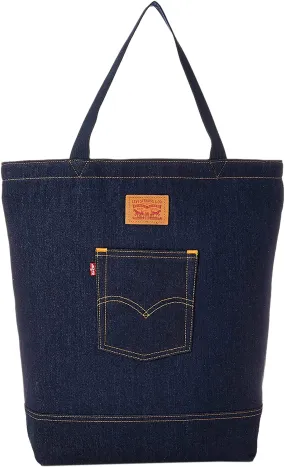 Levi's Back Pocket Tote Bolsa de tela vaquera de algodón para mujer en marino azul