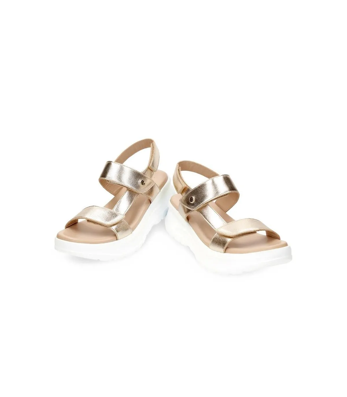 Sandalias en piel metalizada oro